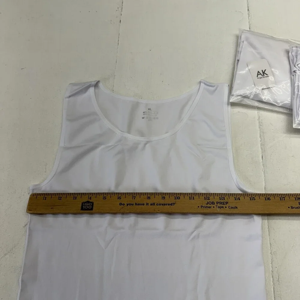 Arjen Kroos Tank Undershirt Mens XL White Shapewear 4 Pack Microfiber Stretch